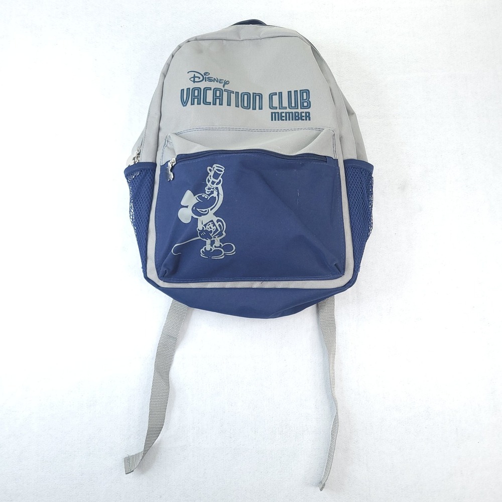 Disney Vacation Club Member Backpack Grey Blue Mickey Mouse Graphics Preowned